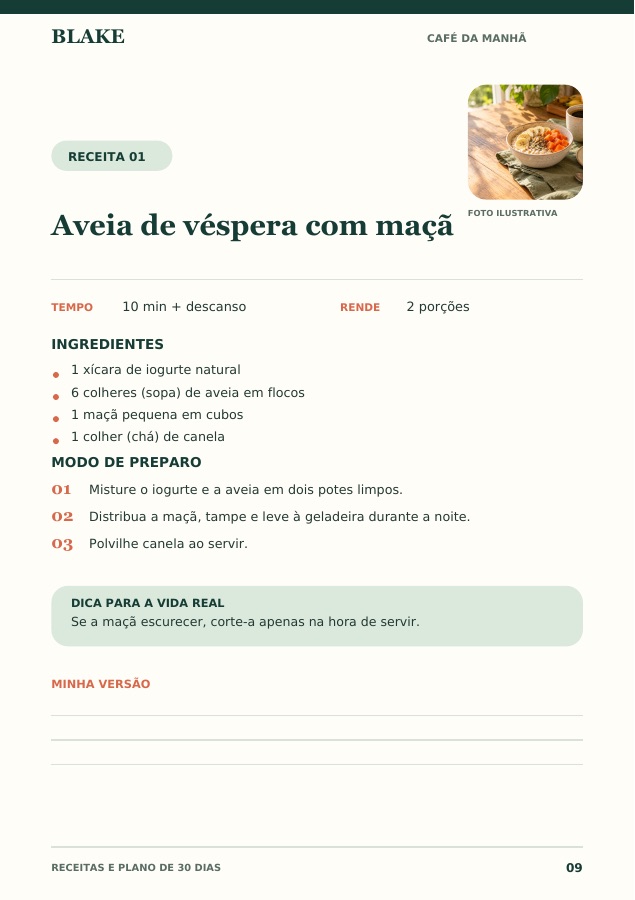 Exemplo de página de receita do e-book